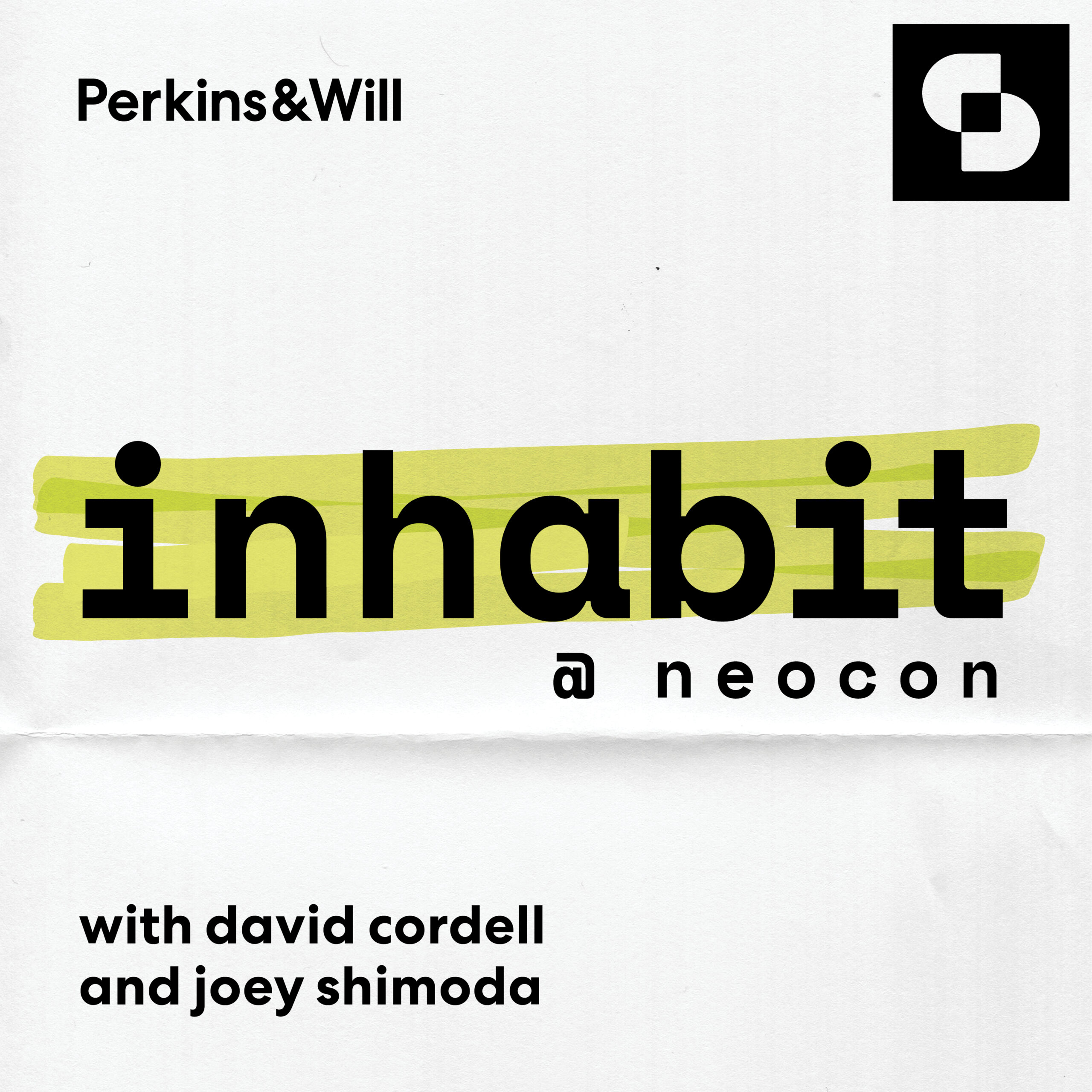 Cover Art for Inhabit NeoCon: white paper with inhabit monospace logo highlighted with neon yellow